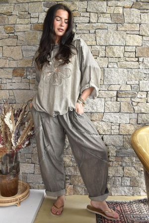 Rustic Nature Linen Blend Hippie Shake Hoodie Washed Walnut 